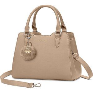Women's Khaki Leather Zipper Stylish Elegant Detachable Crossbody Hand Bag